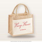Pussy Power – Jutetasche mit Spruch, kleine Jutetasche 26 × 22 cm