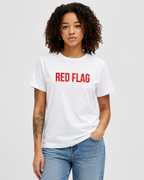 RED FLAG – besticktes Damen Shirt, freches Statement T-Shirt, Dating Humor, Geschenk für Freundin, Bio-Baumwolle, Weiß oder Schwarz
