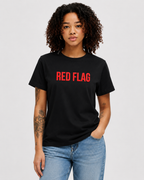 RED FLAG – besticktes Damen Shirt, freches Statement T-Shirt, Dating Humor, Geschenk für Freundin, Bio-Baumwolle, Weiß oder Schwarz