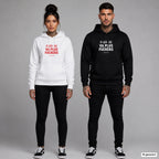 Rien Ne Va Plus Fuckers – Hoodie mit Frontprint, Frau in Weiß mit rotem und Mann in Schwarz mit weißem Aufdruck