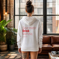 Save Water Drink Martinis – weißer Hoodie mit rotem Backprint, Damen im Loft