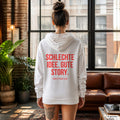 Schlechte Idee. Gute Story – weißer Hoodie mit rotem Backprint, Damen im Loft