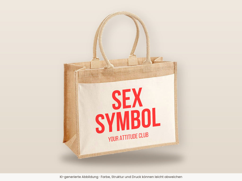 Sex symbol – Jutetasche mit Spruch, große Jutetasche, Detailansicht