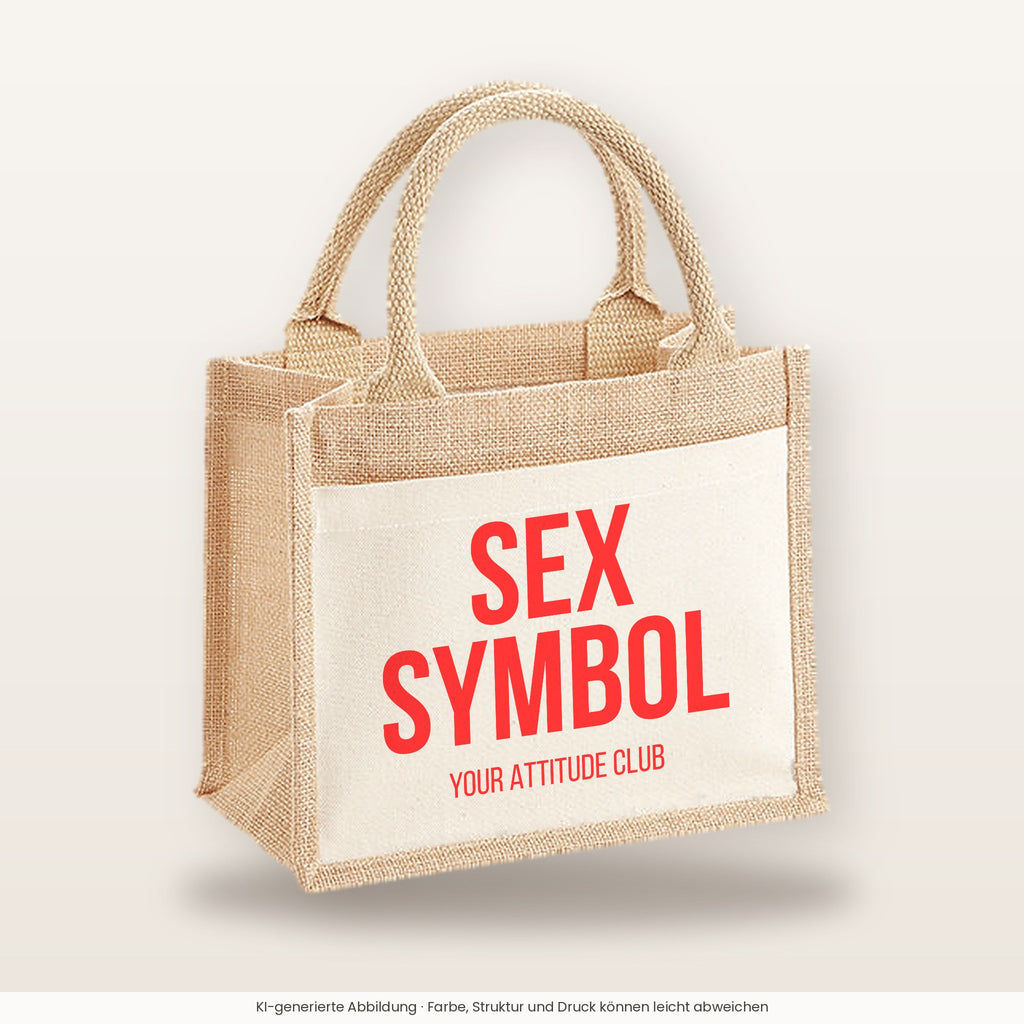 Sex symbol – Jutetasche mit Spruch, kleine Jutetasche 26 × 22 cm