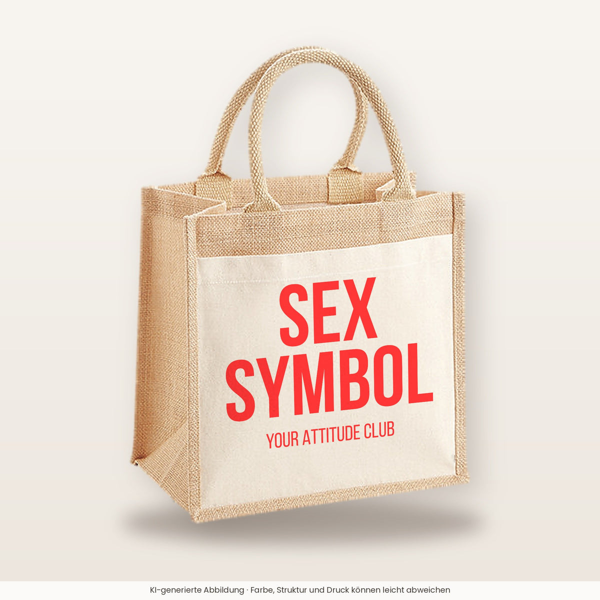 Sex symbol – Jutetasche mit Spruch, mittlere Jutetasche 30 × 30 cm