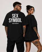 SEX SYMBOL – Weißes Oversize Unisex Shirt mit rotem Backprint, lustiges Statement Shirt, freches T-Shirt, Funny Tee, Sarkasmus, Geschenk für Sie & Ihn
