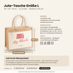 Small Circle Big Checks – Jutetasche mit Spruch, Maße, Material und Pflege