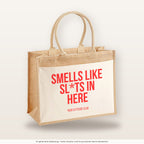 Smells like sl*ts in here – Jutetasche mit Spruch, große Jutetasche, Produktansicht