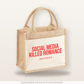 Social media killed romance – Jutetasche mit Spruch, kleine Jutetasche 26 × 22 cm