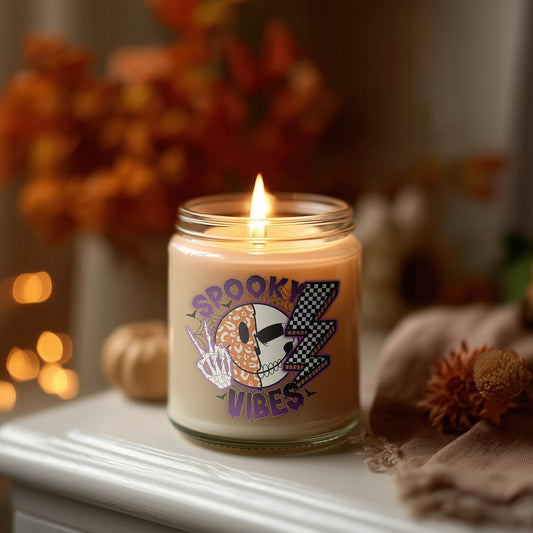 Spooky Vibes Kerze vegane Halloween Duftkerze Herbstdeko Glas Kerze Nachhaltig Sojawachs Geschenkidee Cozy Home Decor