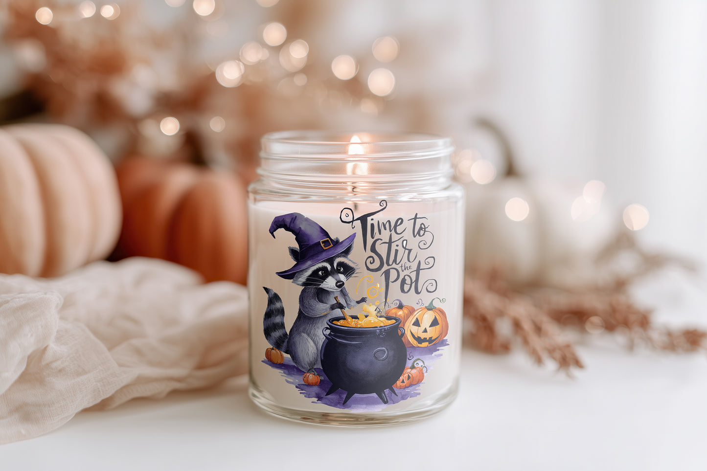 Time to Stir the Pot Halloween Kerze vegane Duftkerze Glas Herbstdeko Geschenkidee nachhaltig Sojawachs spooky cozy vibes