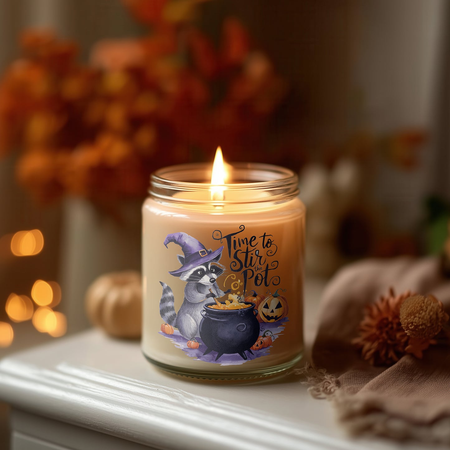 Time to Stir the Pot Halloween Kerze vegane Duftkerze Glas Herbstdeko Geschenkidee nachhaltig Sojawachs spooky cozy vibes