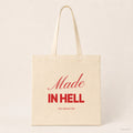Made In Hell – Stoffbeutel mit Spruch natur mit rotem Aufdruck, Produktansicht