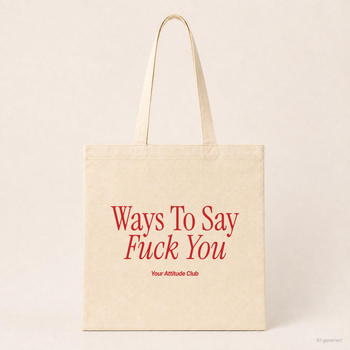 Ways To Say Fuck You – Stoffbeutel mit Spruch natur mit rotem Aufdruck, Produktansicht