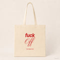 Fuck Off – Stoffbeutel mit Spruch natur mit rotem Aufdruck, Produktansicht