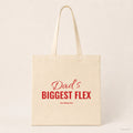 Dad’s Biggest Flex – Stoffbeutel mit Spruch natur mit rotem Aufdruck, Produktansicht