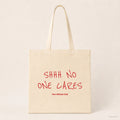 Shhh No One Cares – Stoffbeutel mit Spruch natur mit rotem Aufdruck, Produktansicht