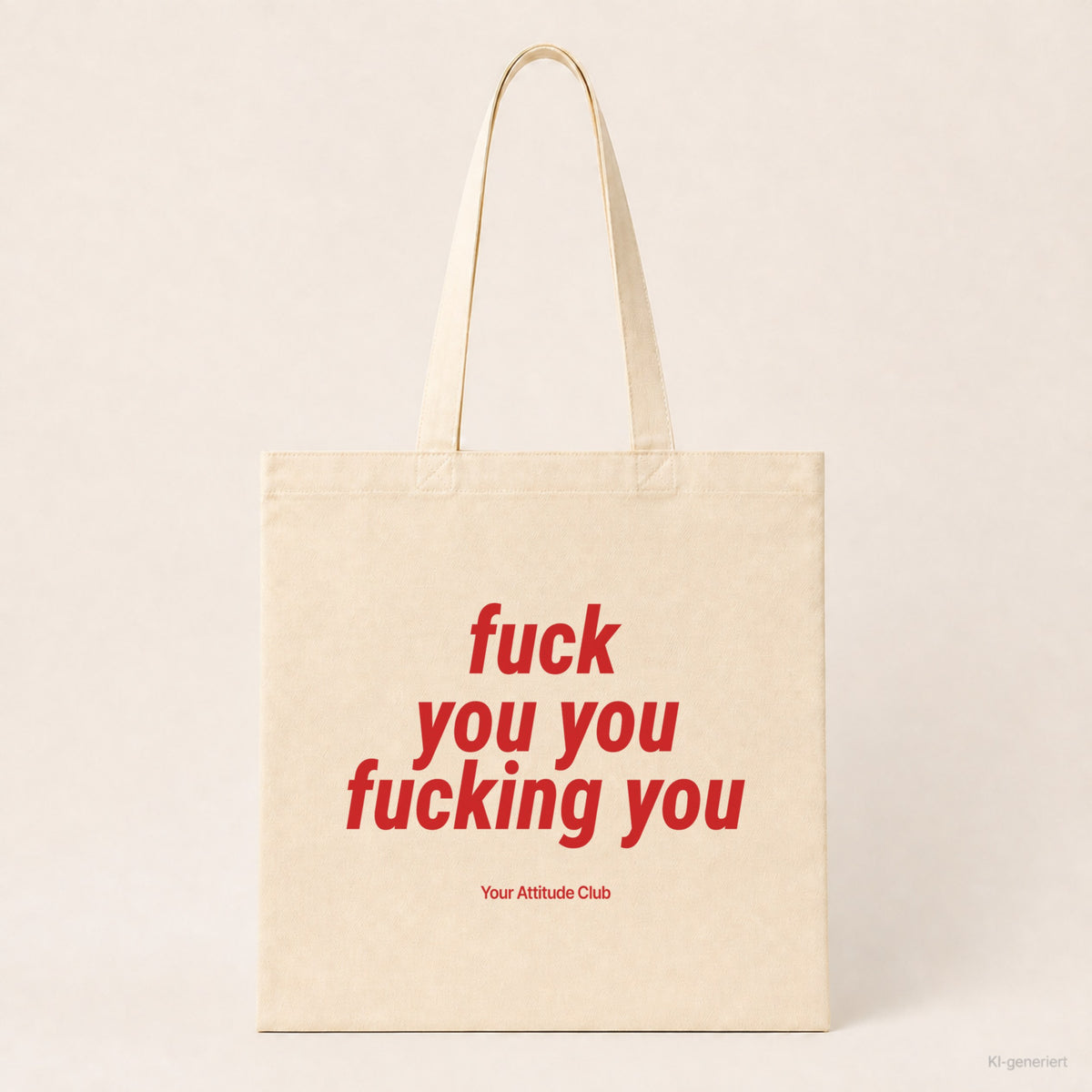 Fuck You You Fucking You – Stoffbeutel mit Spruch natur mit rotem Aufdruck, Produktansicht