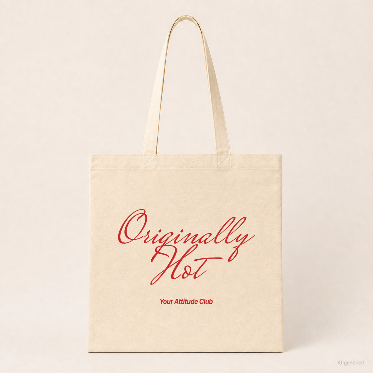 Originally Hot – Stoffbeutel mit Spruch natur mit rotem Aufdruck, Produktansicht