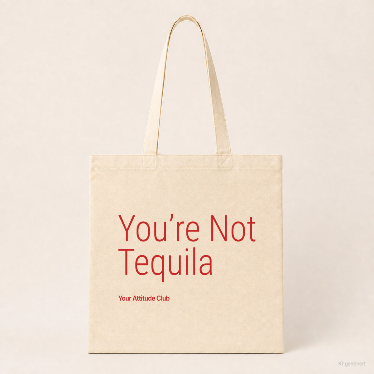 You’re Not Tequila – Stoffbeutel mit Spruch natur mit rotem Aufdruck, Produktansicht
