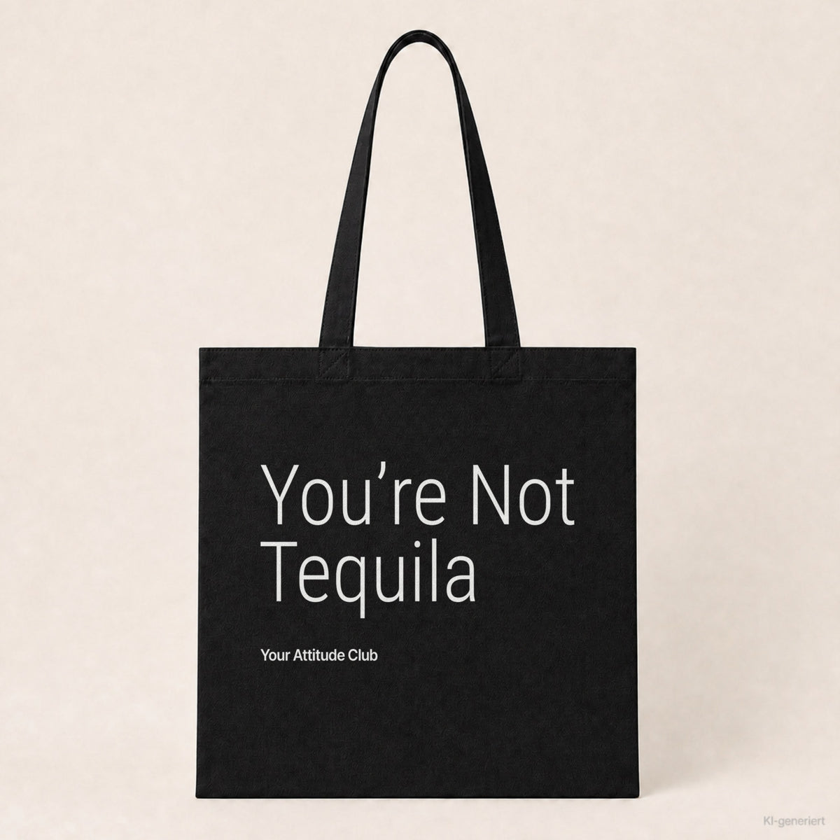 You’re Not Tequila – Stoffbeutel mit Spruch schwarz mit weißem Aufdruck, Produktansicht