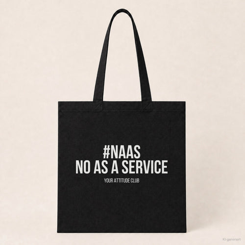 #NAAS No as a service – Stoffbeutel mit Spruch schwarz mit weißem Aufdruck, Produktansicht