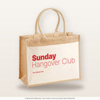 Sunday Hangover Club – Jutetasche mit Spruch, große Jutetasche, Produktansicht