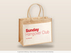 Sunday Hangover Club – Jutetasche mit Spruch, große Jutetasche, Detailansicht