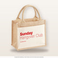 Sunday Hangover Club – Jutetasche mit Spruch, kleine Jutetasche 26 × 22 cm