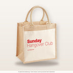 Sunday Hangover Club – Jutetasche mit Spruch, mittlere Jutetasche 30 × 30 cm
