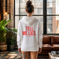 TELL ME LIES – weißer Hoodie mit rotem Backprint, Damen im Loft