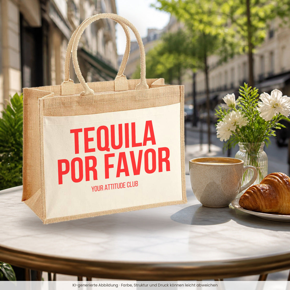 Tequila por favor – Jutetasche mit Spruch, im Café
