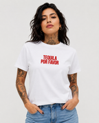 TEQUILA POR FAVOR – besticktes Damen Shirt, lustiges Statement T-Shirt, Geschenk für Freundin, Partyshirt, Bio-Baumwolle, Weiß oder Schwarz