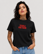 TEQUILA POR FAVOR – besticktes Damen Shirt, lustiges Statement T-Shirt, Geschenk für Freundin, Partyshirt, Bio-Baumwolle, Weiß oder Schwarz