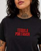 TEQUILA POR FAVOR – besticktes Damen Shirt, lustiges Statement T-Shirt, Geschenk für Freundin, Partyshirt, Bio-Baumwolle, Weiß oder Schwarz