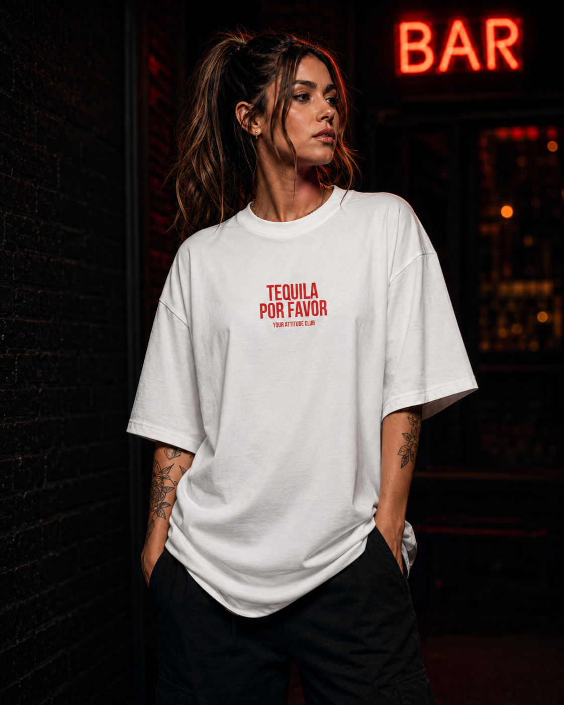 TEQUILA POR FAVOR | Oversize Shirt Unisex mit Frontprint, Statement Shirt aus Bio-Baumwolle