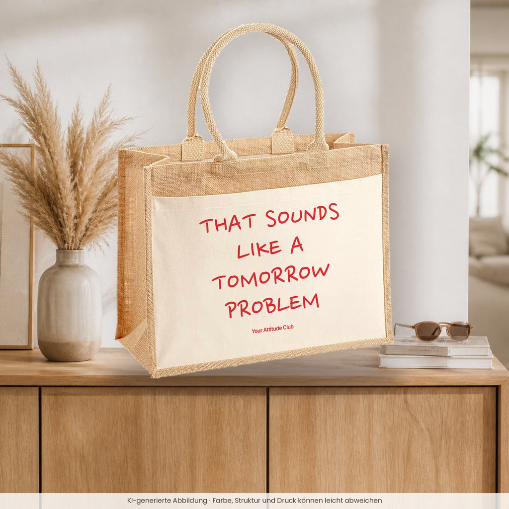 That Sounds Like a Tomorrow Problem – Jutetasche mit Spruch, auf dem Sideboard im Flur