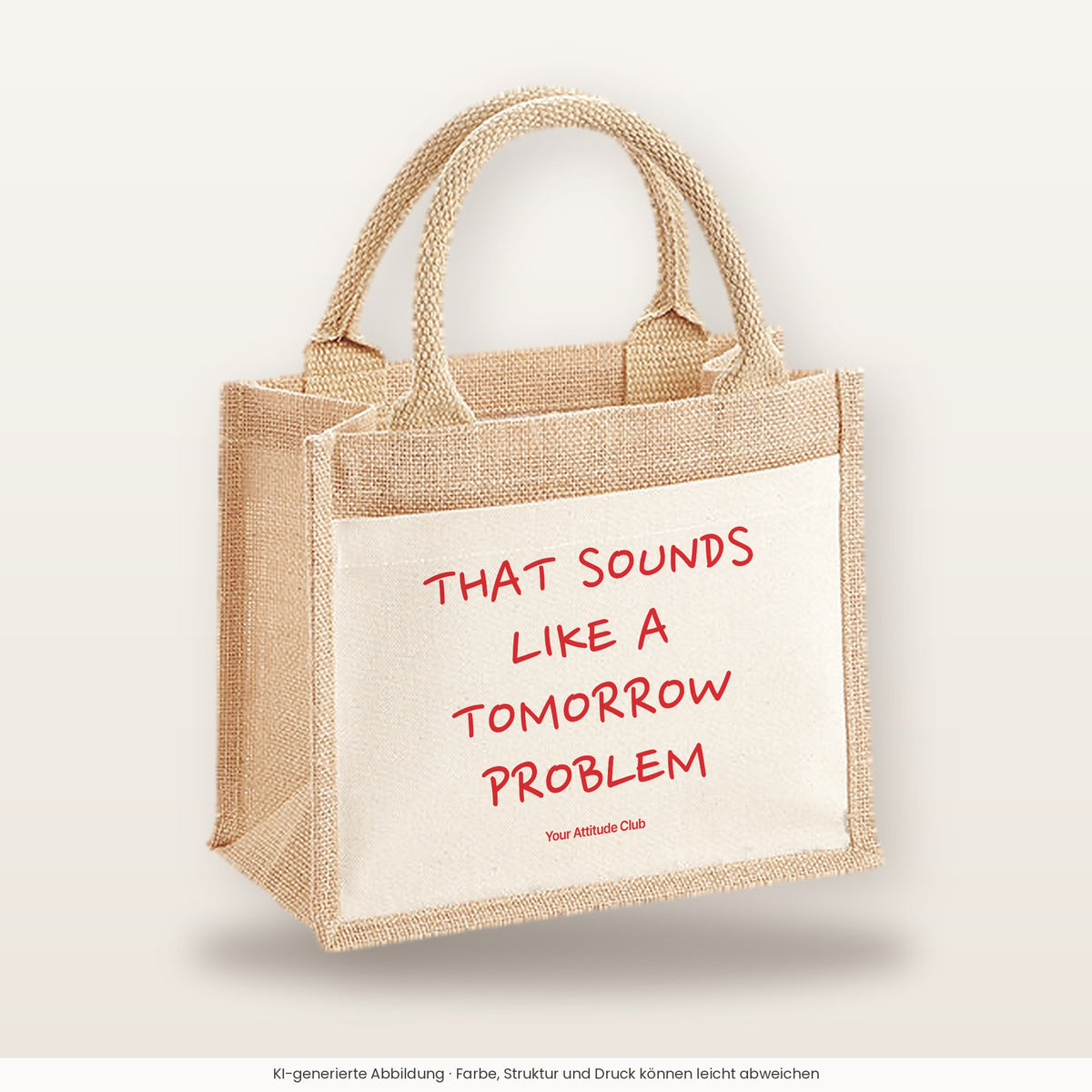 That Sounds Like a Tomorrow Problem – Jutetasche mit Spruch, kleine Jutetasche 26 × 22 cm