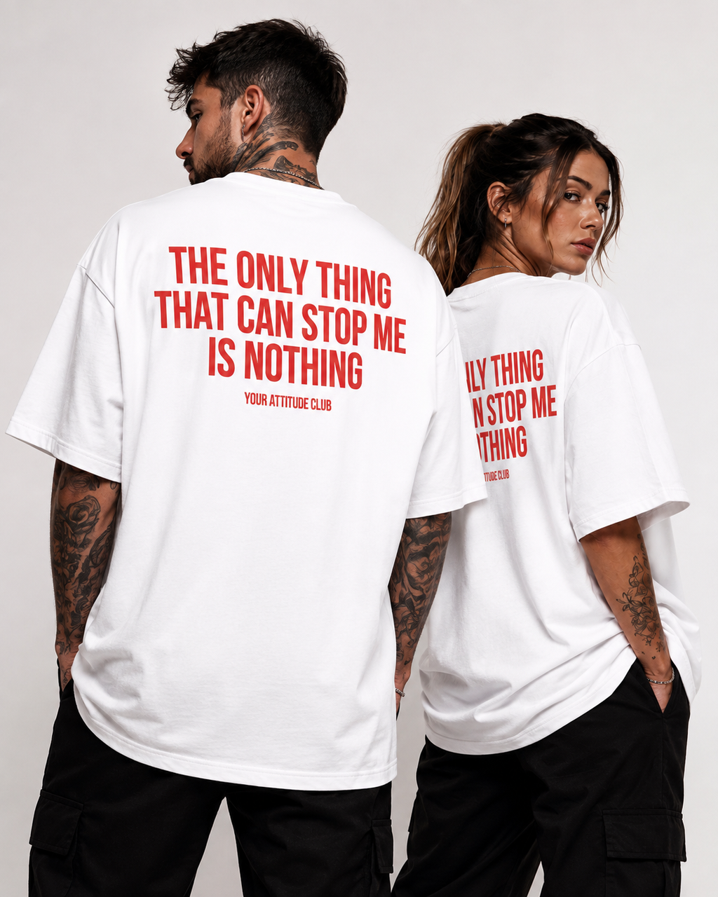 THE ONLY THING THAT CAN STOP ME IS NOTHING – Unisex Oversize T-Shirt mit Backprint, motivierendes Statement Shirt, Streetwear Geschenk