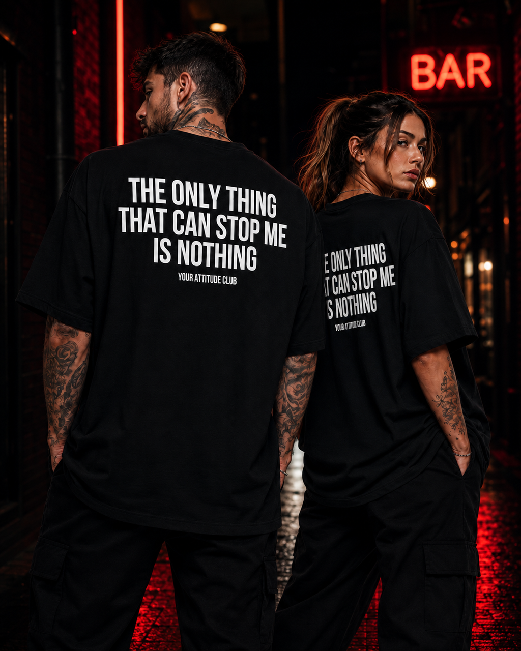 THE ONLY THING THAT CAN STOP ME IS NOTHING – Unisex Oversize T-Shirt mit Backprint, motivierendes Statement Shirt, Streetwear Geschenk