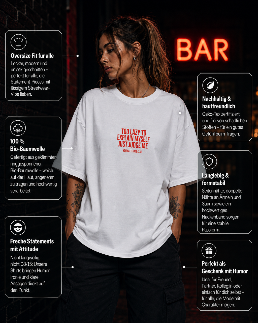 THE ONLY EX I MISS IS EX-TRA MONEY | Oversize Shirt Unisex mit Frontprint, Statement Shirt aus Bio-Baumwolle
