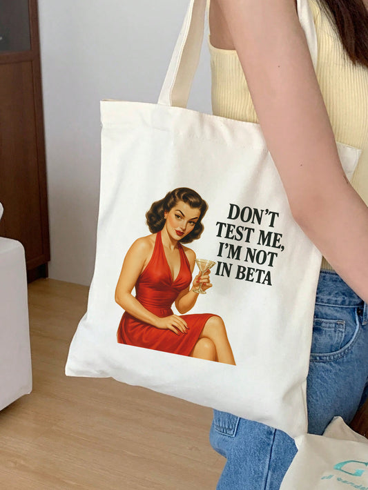 dont test me im not in beta Baumwollbeutel Stofftasche 38x42 cm 11 Farben nachhaltig lustige Tragetasche Shopper Geschenkidee Retro Vintage Humor