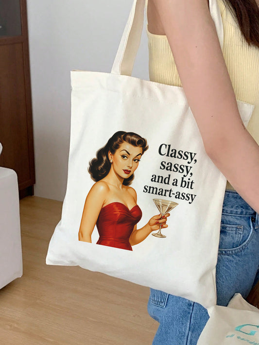 classy-sassy-smart-assy Baumwollbeutel Stofftasche 38x42 cm 11 Farben nachhaltig lustige Tragetasche Shopper Geschenkidee Retro Vintage Humor