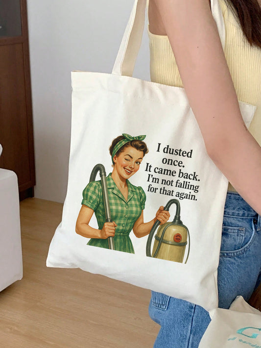i dusted once it came back im not falling for that again Baumwollbeutel Stofftasche 38x42 cm 11 Farben nachhaltig lustige Tragetasche Shopper Geschenkidee Retro Vintage Humor