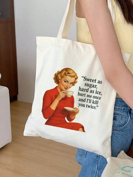 sweet-as-sugar-hard-as-ice Baumwollbeutel Stofftasche 38x42 cm 11 Farben nachhaltig lustige Tragetasche Shopper Geschenkidee Retro Vintage Humor