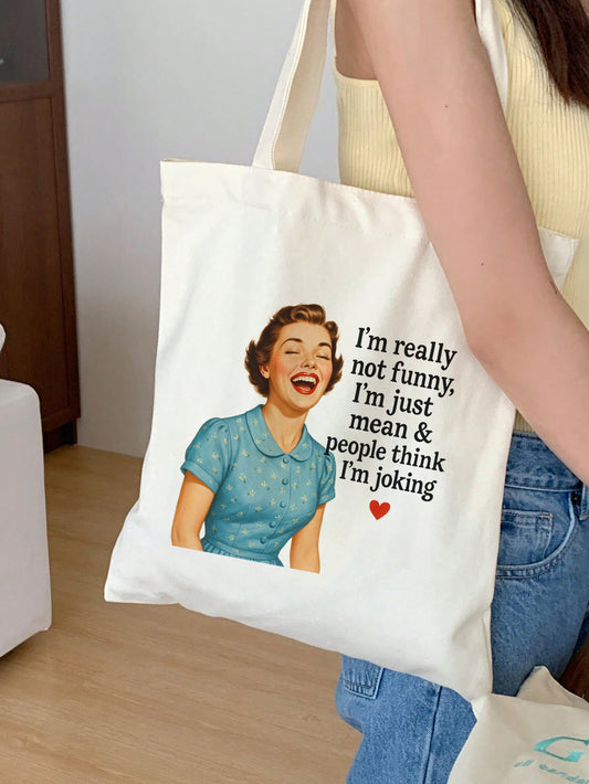im really not funny Baumwollbeutel Stofftasche 38x42 cm lustig retro vintage spruch witzig nachhaltig bedruckt Geschenkidee Shopper Damen Herren 11 Farben