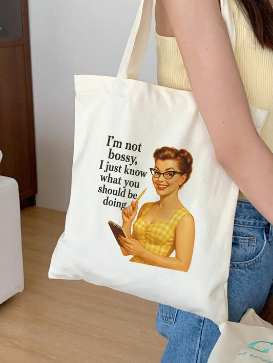 im not bossy i just know what you should be doing Baumwollbeutel Stofftasche 38x42 cm 11 Farben nachhaltig lustig Shopper Retro Vintage Geschenkidee witzige Sprüche