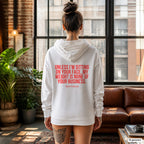 Unless I’m sitting on your face, my weight is none of your business – weißer Hoodie mit rotem Backprint, Damen im Loft
