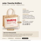 Walking Red Flag – Jutetasche mit Spruch, Maße, Material und Pflege