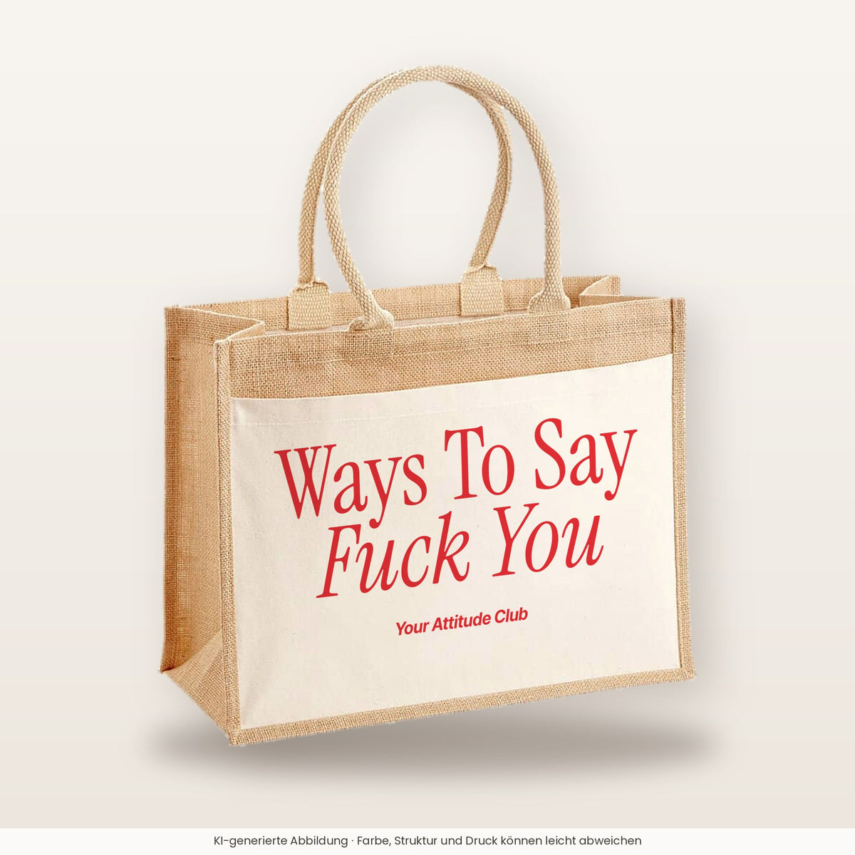 Ways To Say Fuck You – Jutetasche mit Spruch, große Jutetasche, Produktansicht
